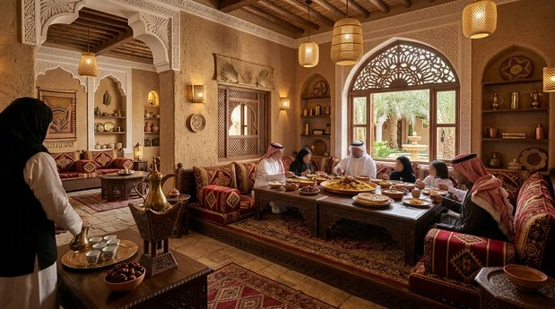 أطباق سعودية ونجدية في مطعم عسيب