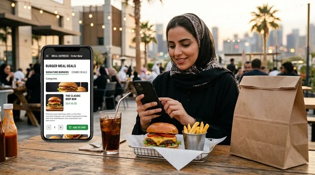 طلب وجبة برجر أونلاين والتوصيل في السعودية