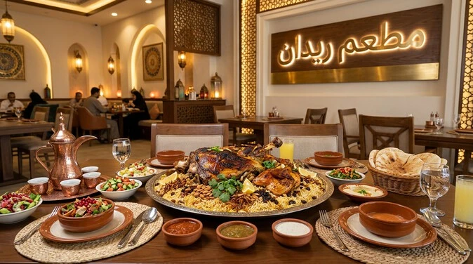 مطعم ريدان يقدم مجموعة متنوعة من الأطباق العربية واليمنية، ومن أبرزها المندي واللحوم والدجاج.