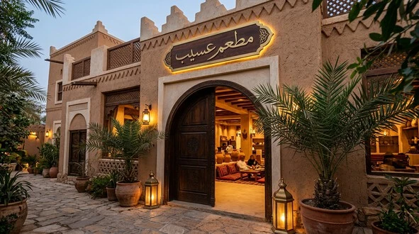مطعم عسيب بتصميم نجدي وأجواء سعودية في الرياض