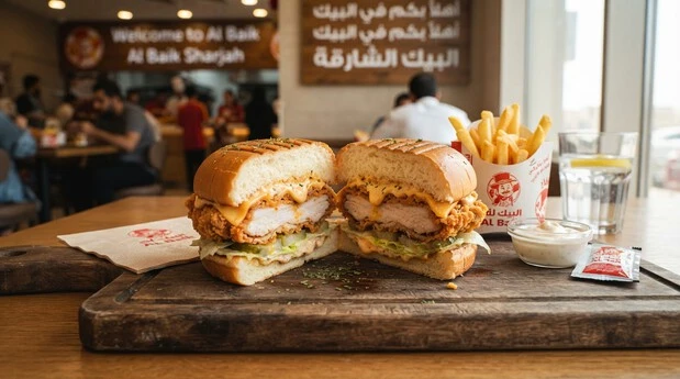 Al Baik Sharjah popular Big Baik spicy sandwich with fries