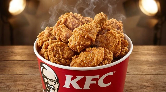 Crispy fried chicken pieces served in the signature red bucket from the KFC Makkah menu.