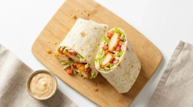 Loaded Twister sandwich from the KFC Makkah menu filled with crispy chicken strips and fresh toppings.