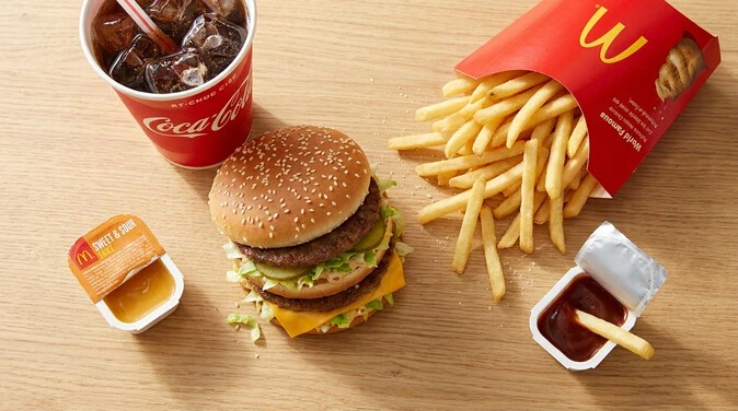 Classic Big Mac meal from the McDonald’s Makkah menu served with fries and a soft drink.